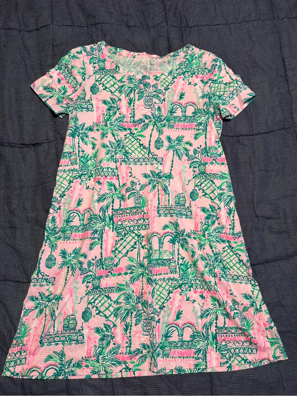 Lilly Pulitzer Pink Dress with Green Tropical Print